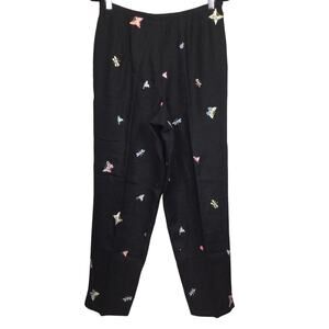 Talbots 90s Linen Embroidered Nature Retro High Rise Office Siren Career Pant 12